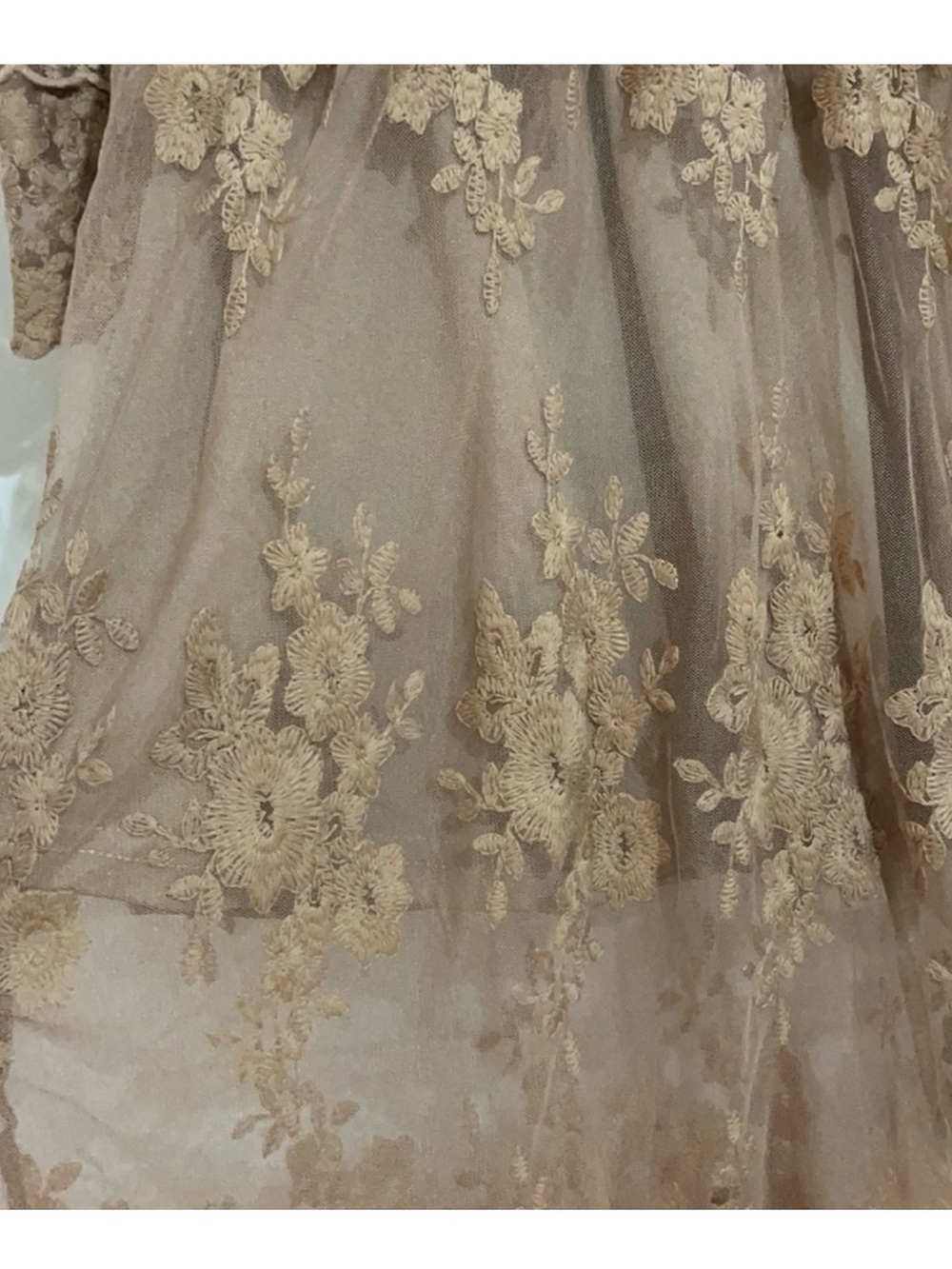 Listicle Blush Lace Maxi Dress with Sheer Floral Overlay - Picture 8 of 8